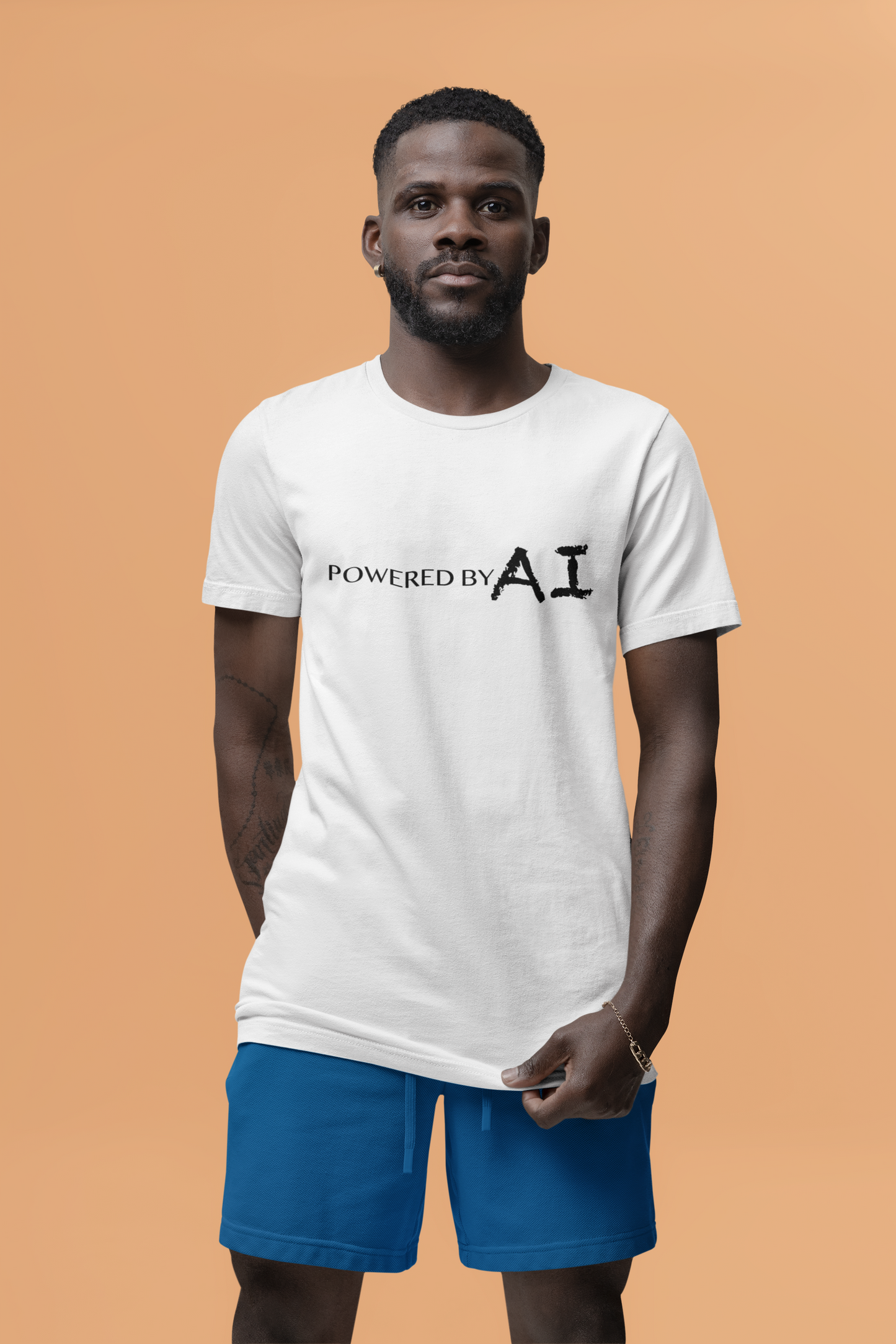 POWERED BY AI - FRONT OR BACK PRINTED T-SHIRT (MENS)