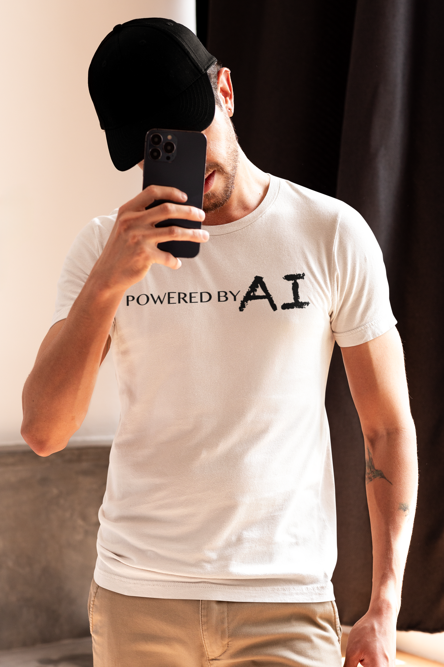 POWERED BY AI - FRONT OR BACK PRINTED T-SHIRT (MENS)