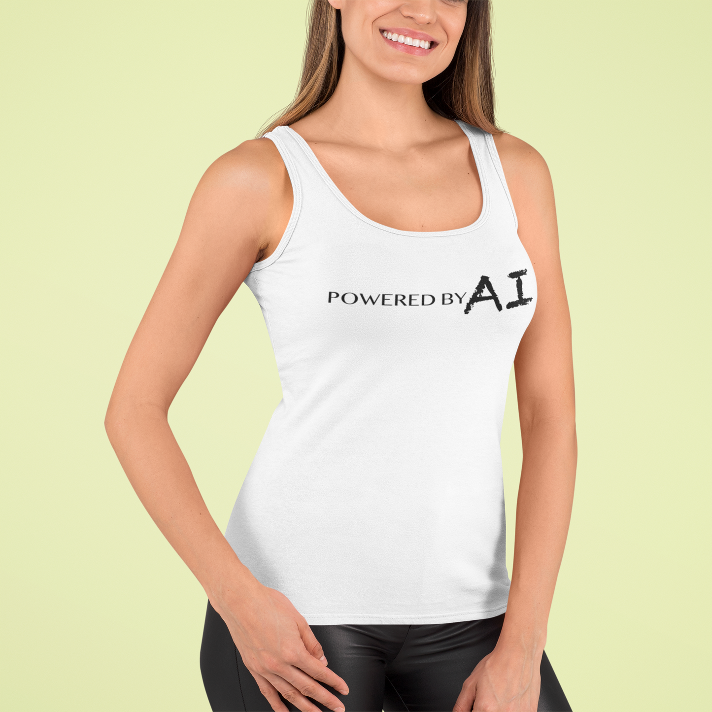 POWERED BY AI - FRONT OR BACK PRINTED TANK TOP (WOMENS)