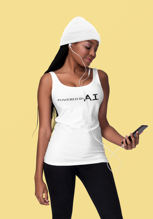 POWERED BY AI - FRONT OR BACK PRINTED TANK TOP (WOMENS)